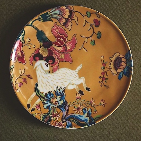 New Anthropologie House Of Hackney Goat Gold Goldenrod Dessert Plate - Picture 1 of 10